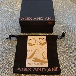 Alex and Ani 14k Gold over Sliver Blue Lotus Hoops